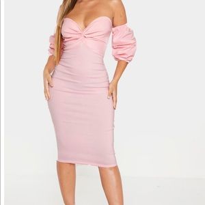 Bardot Puff Sleeve Midi